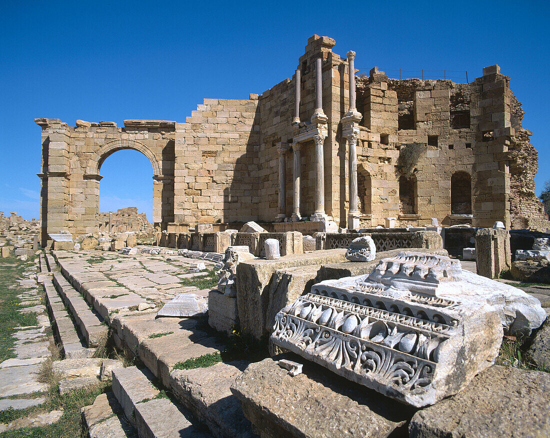 Nymphaeum, Roman ruins of Leptis Magna. Libya