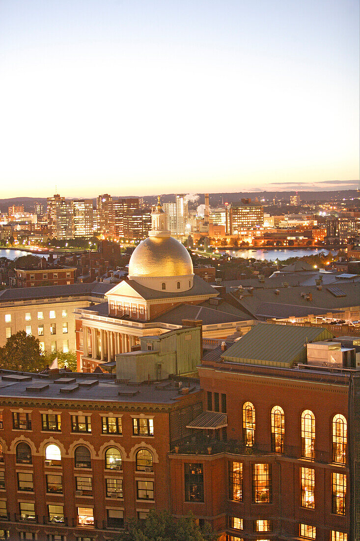 State House und der Stadtteil Beacon Hill, Boston, Massachusetts, Vereinigte Staten, ,USA