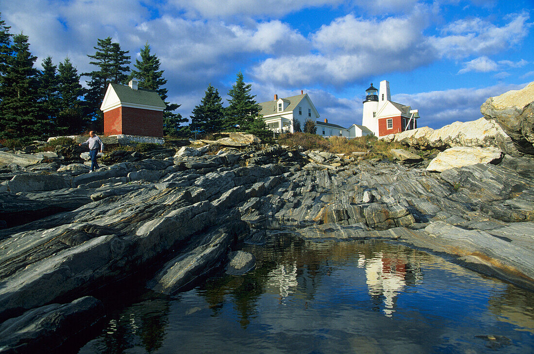 Leuchtturm am Pemaquid Point, Maine, Vereinigte Staaten, USA