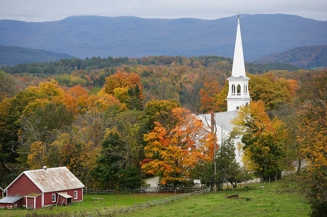 Der Ort Peachham gerhört zu den schönsten Dörfern Vermonts, Vereinigte Staaten, USA