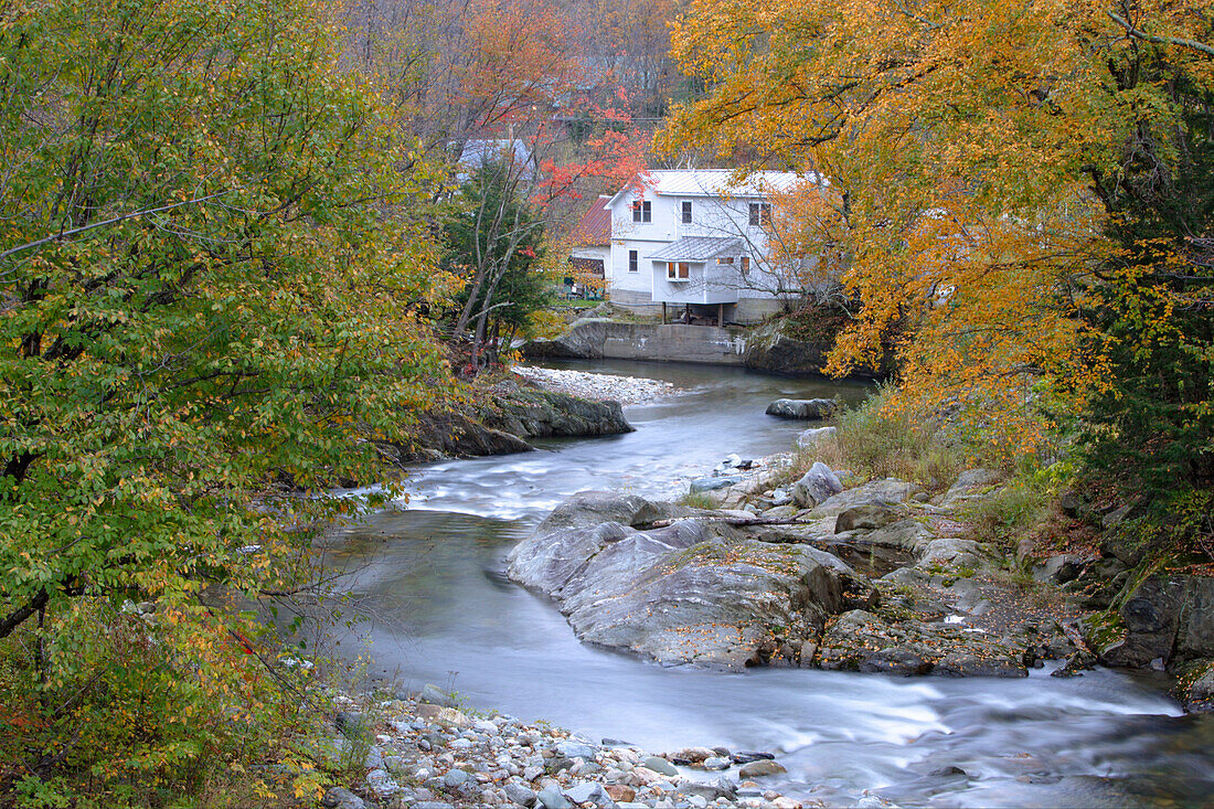 House in autumn landscape in Warren, Vermont, ,USA