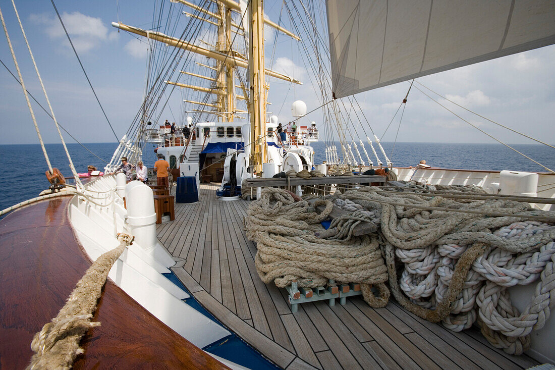 Deck vom Großsegler Royal Clipper, Mittelmeer, Italien, Europa