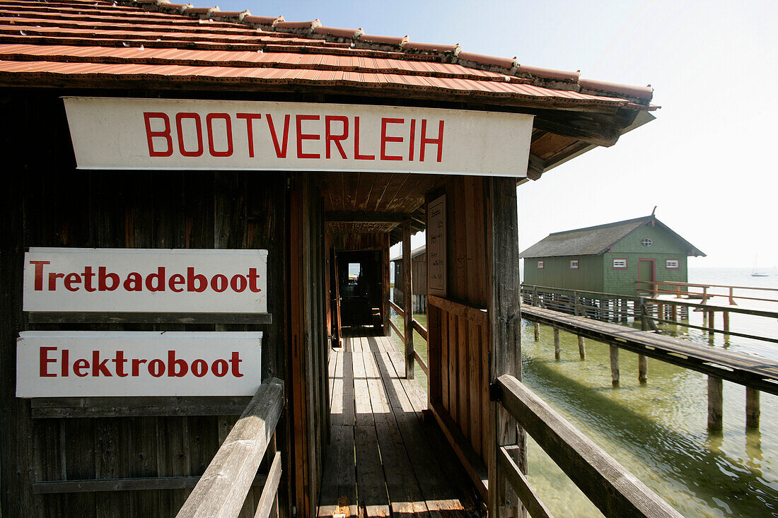 Bootsverleih am Ammerseee, Schondorf, Bayern, Deutschland