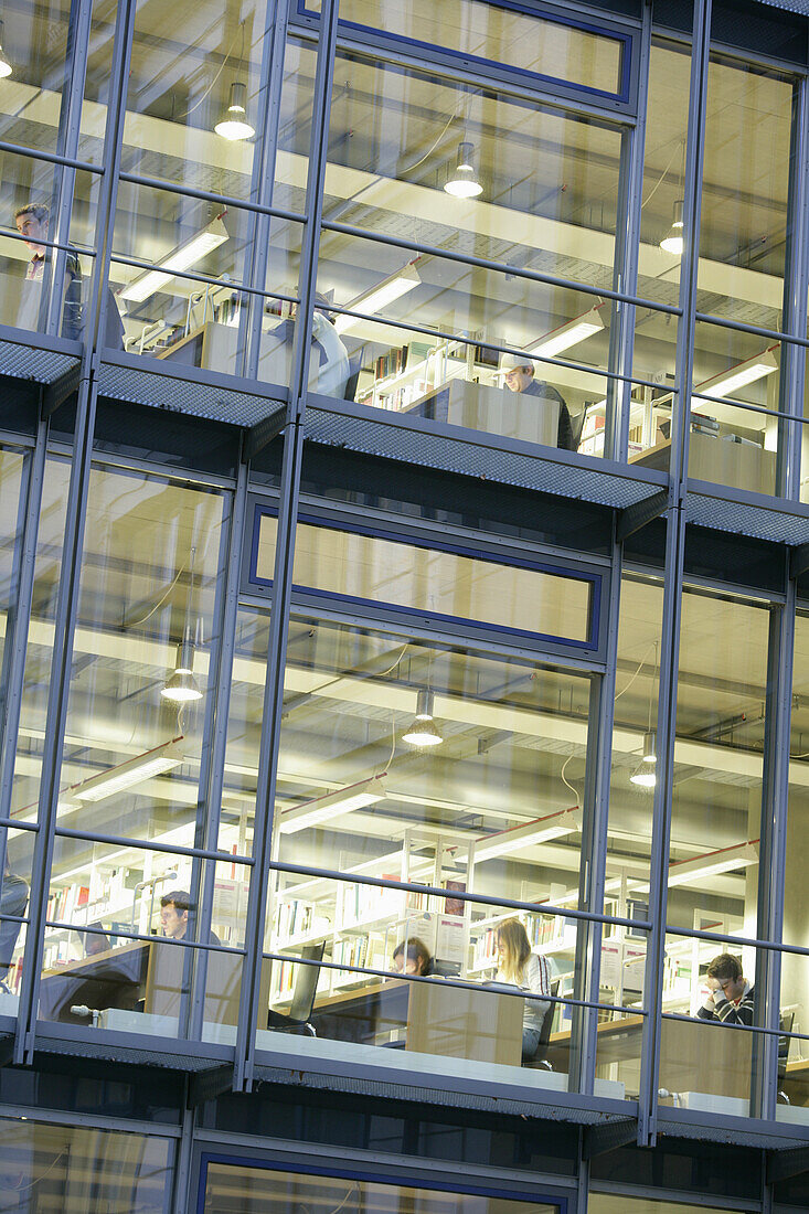 Studenten lesen in der Bibliothek des Historicums, Ludwig-Maximilians-Universität (LMU), München, Bayern, Deutschland