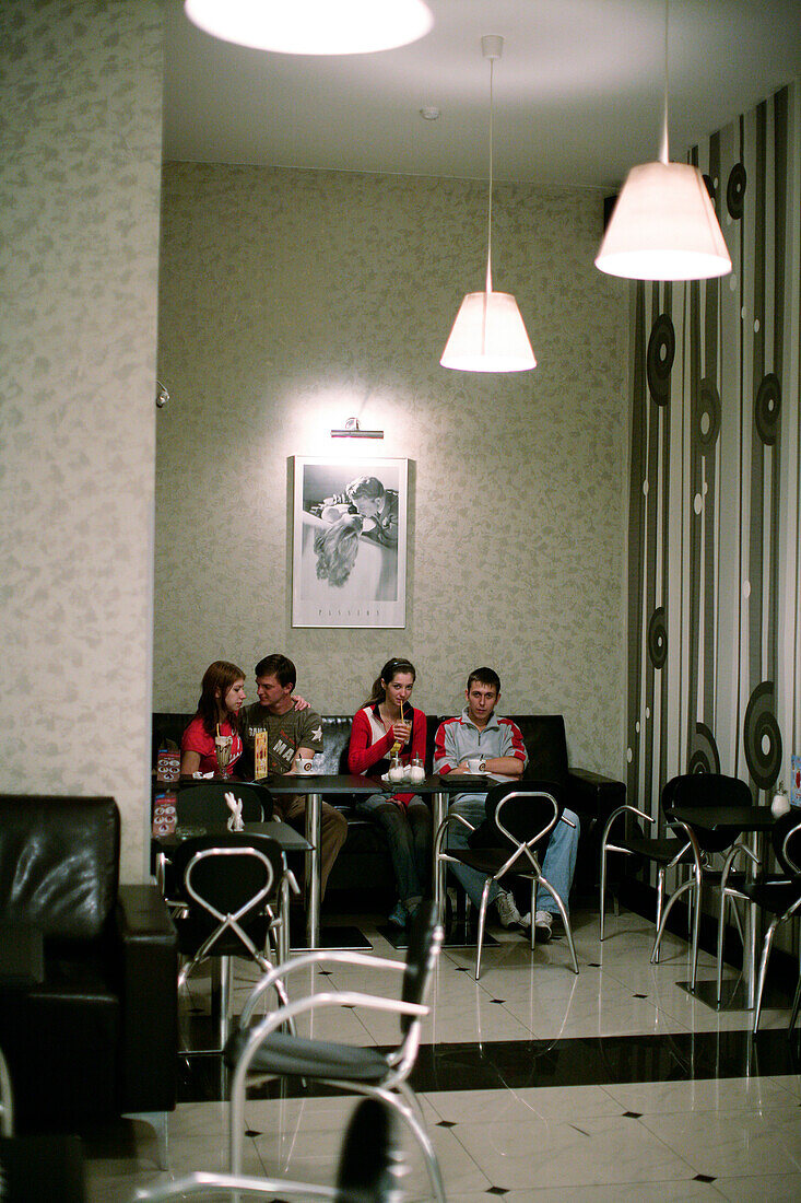 Young people in a coffee shop, St. Petersburg, Russia