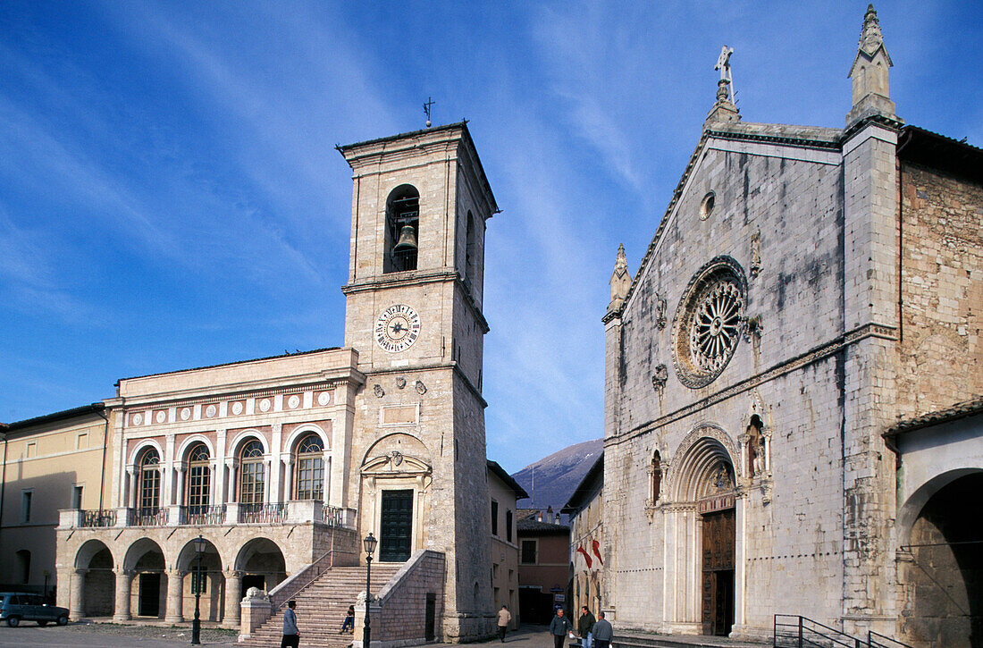 Church of Santa Maria Argentea and church of St. Benedict, Norcia, Umbria, Italy