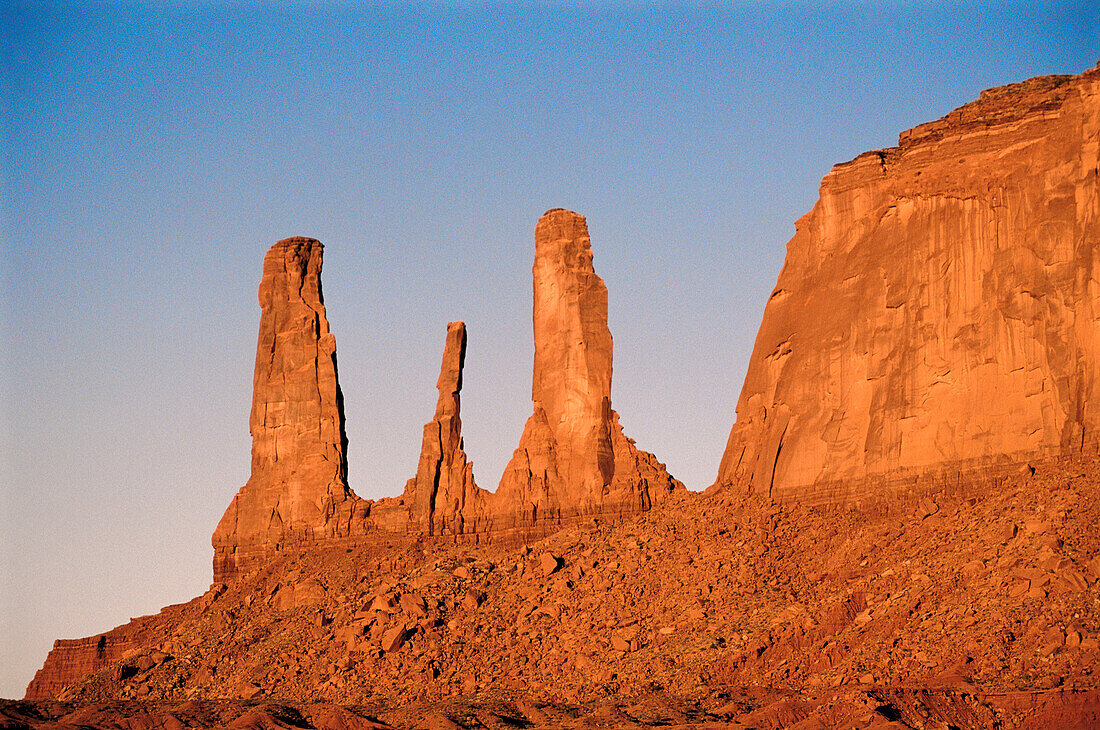 Three Sisters. Monument Valley. Utah. USA.