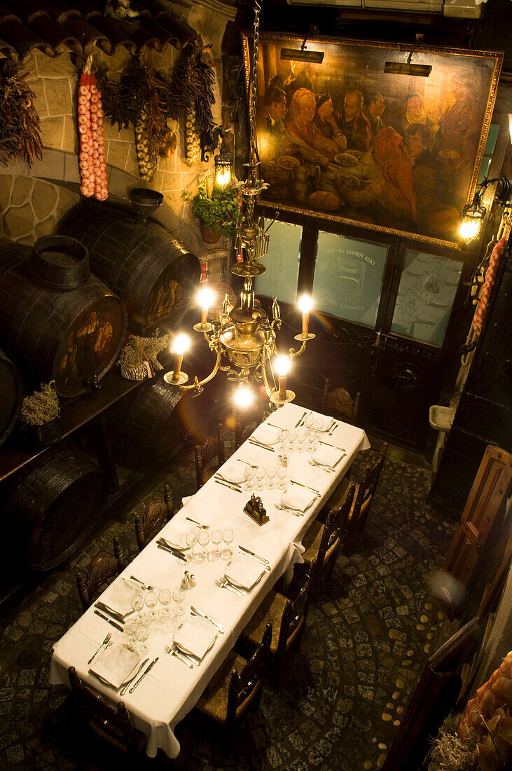 Restaurant Los Carracoles, table from above, Barcelona, Spain