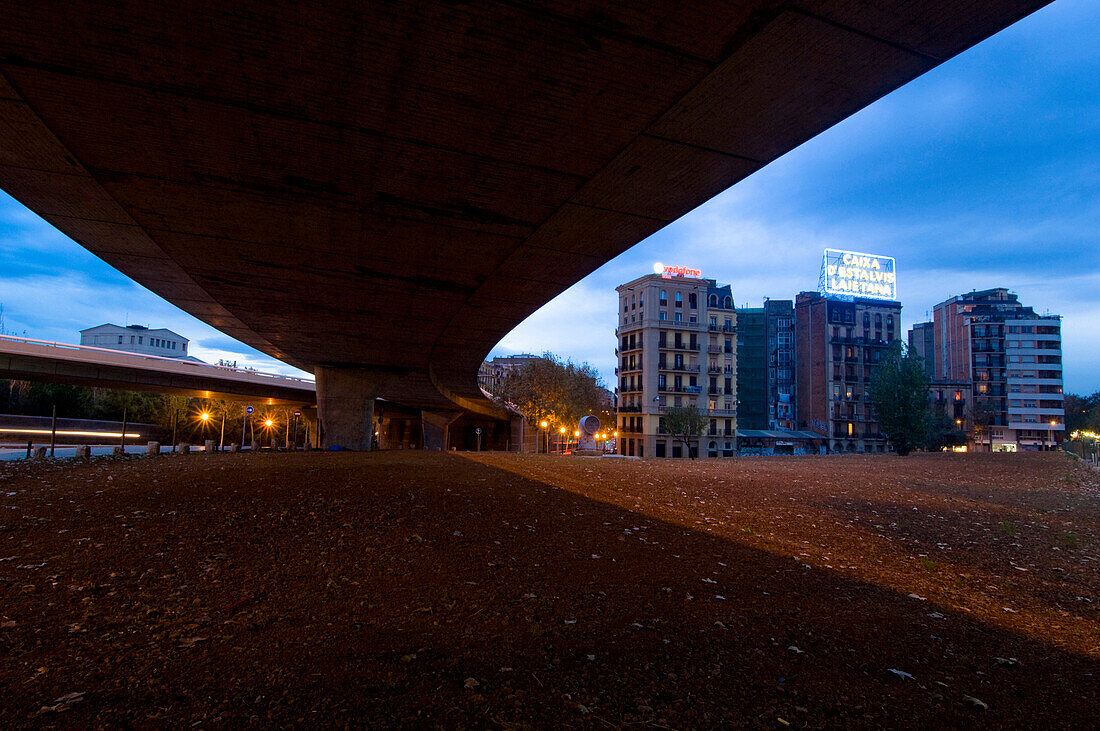 Bridge from below, avinguda diagonal, Barcelona, Spain