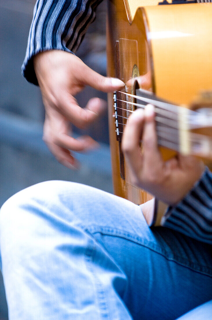 Street musician with guitar, Barcelona, Spain