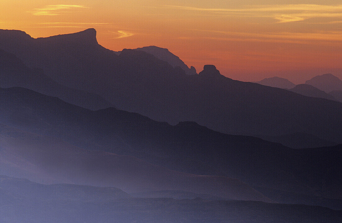 Drakensberg Mountains, at dusk, KwaZulu-Natal, South Africa