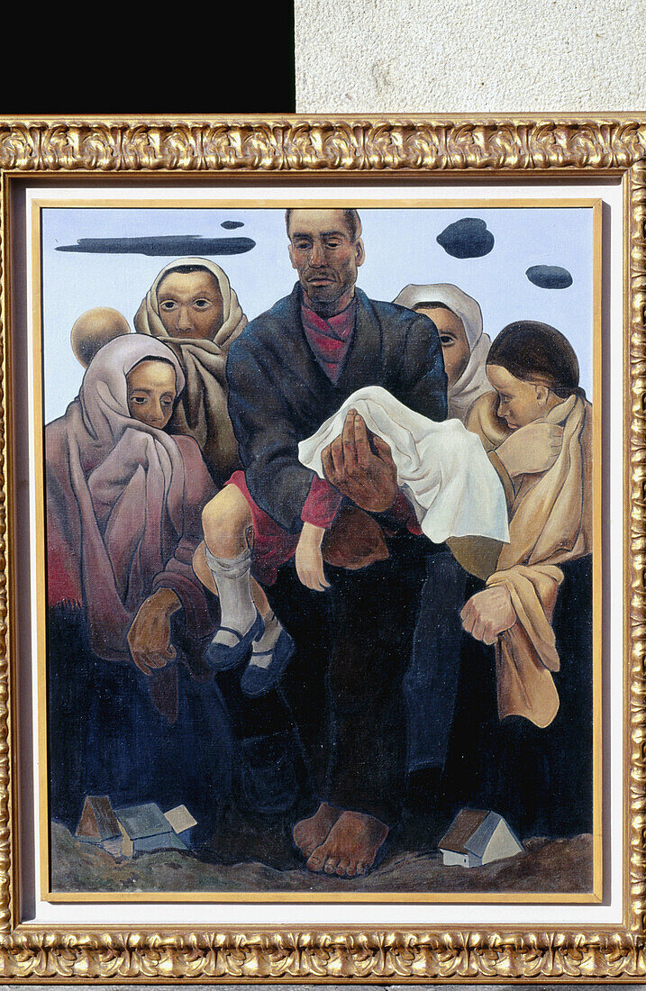 Copy of the first painting on Gernika by Imro Weiner-Kral (1937). Gernika. Vizcaya. Euskadi. Spain.