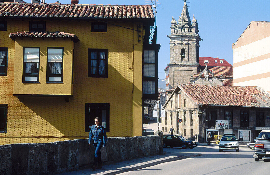 San Sebastian church (XVI-XVIIIth centuries) in background. Reinosa. Cantabria. Spain.