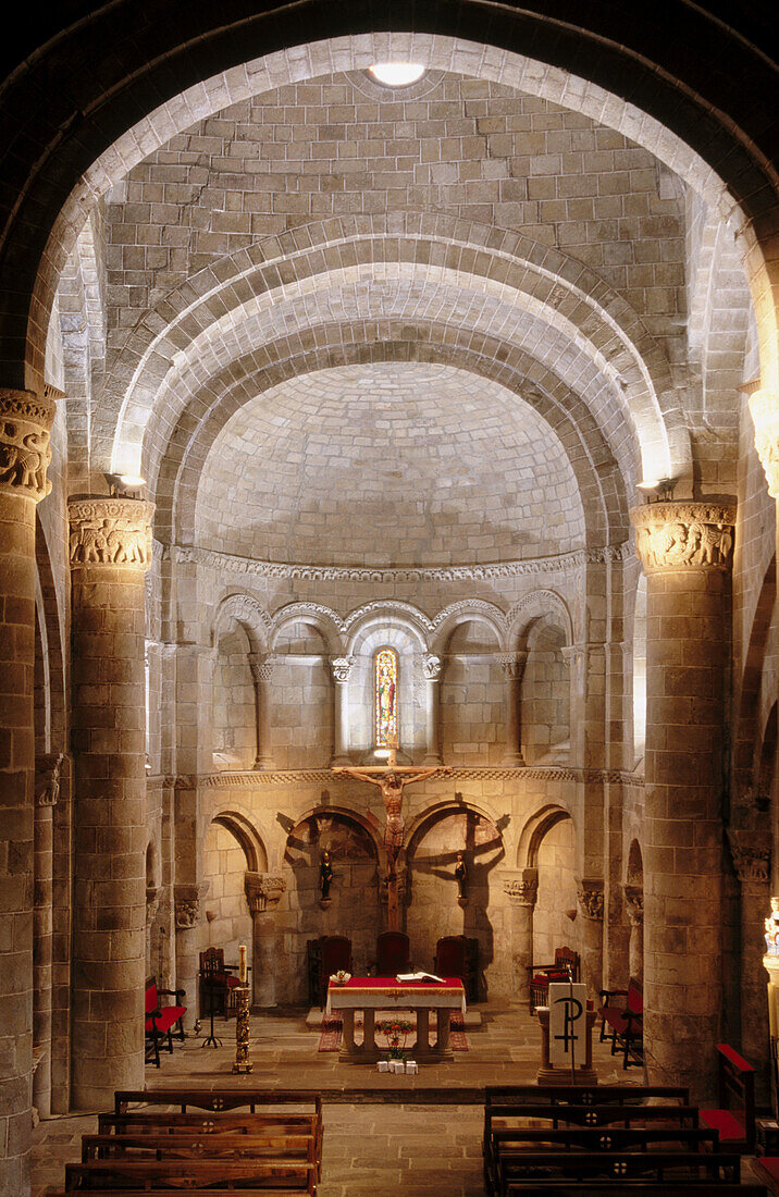 Romanesque collegiate church (XIIth century). San Martin de Elines. Valderredible. Cantabria. Spain.