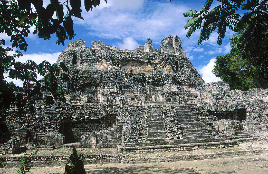 IV structure. Mayan ruins. Becan. Campeche. Mexico.