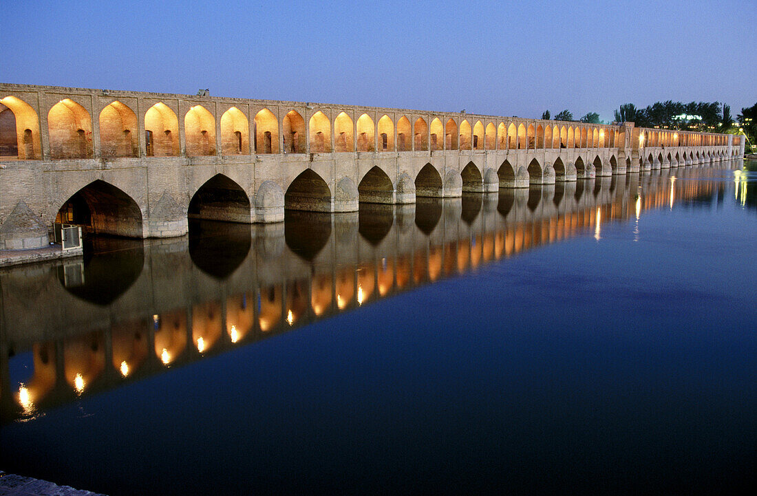 Sio Seh bridge (The Bridge of 33 Arches). Zayandeh river. Isfahan. Iran.