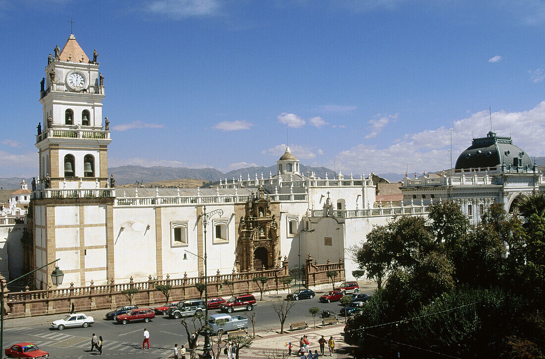 Old Government Palace. Cathedral. 25 de Mayo square. Sucre. Bolivia.
