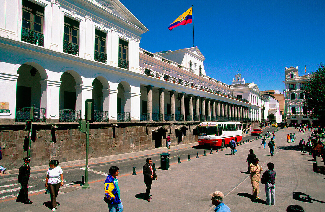 Palacio de Gobierno at the Plaza de la Independencia. Quito. Ecuador