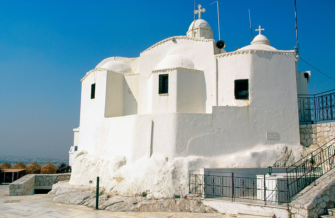 Chapel of St. George in Lykavittos Hill, Athens. Greece