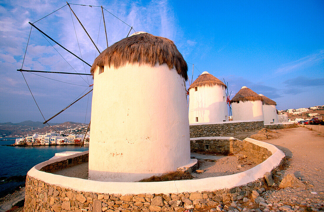 Windmills in Mikonos. Greece