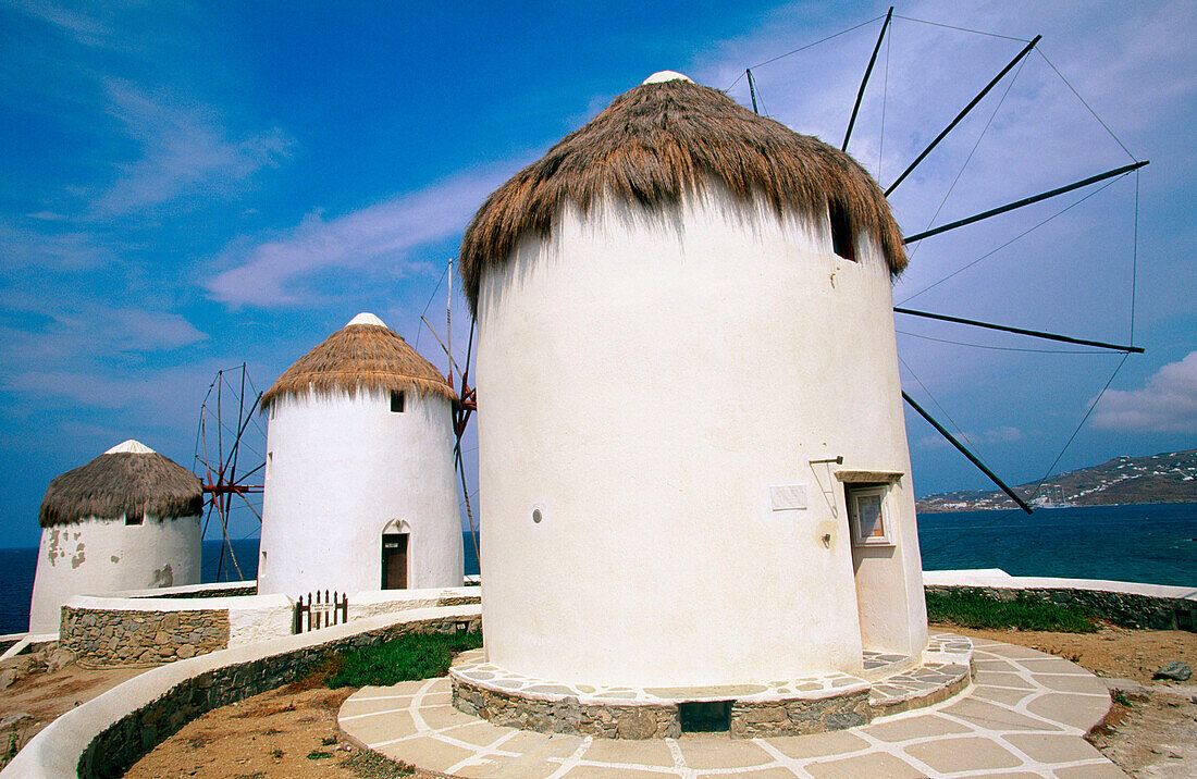 Windmills in Mikonos. Greece