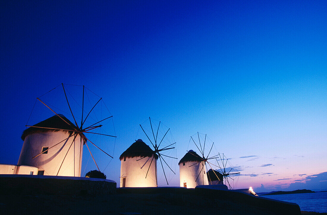 Windmill at dusk. Mikonos. Greece