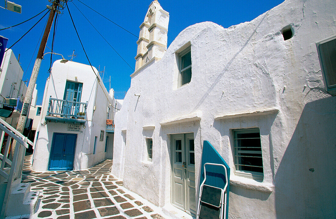 White houses in Mikonos. Cyclades Islands. Greece