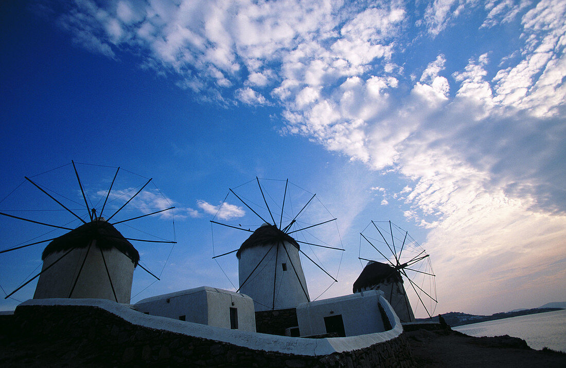 Windmills in Mikonos. Greece