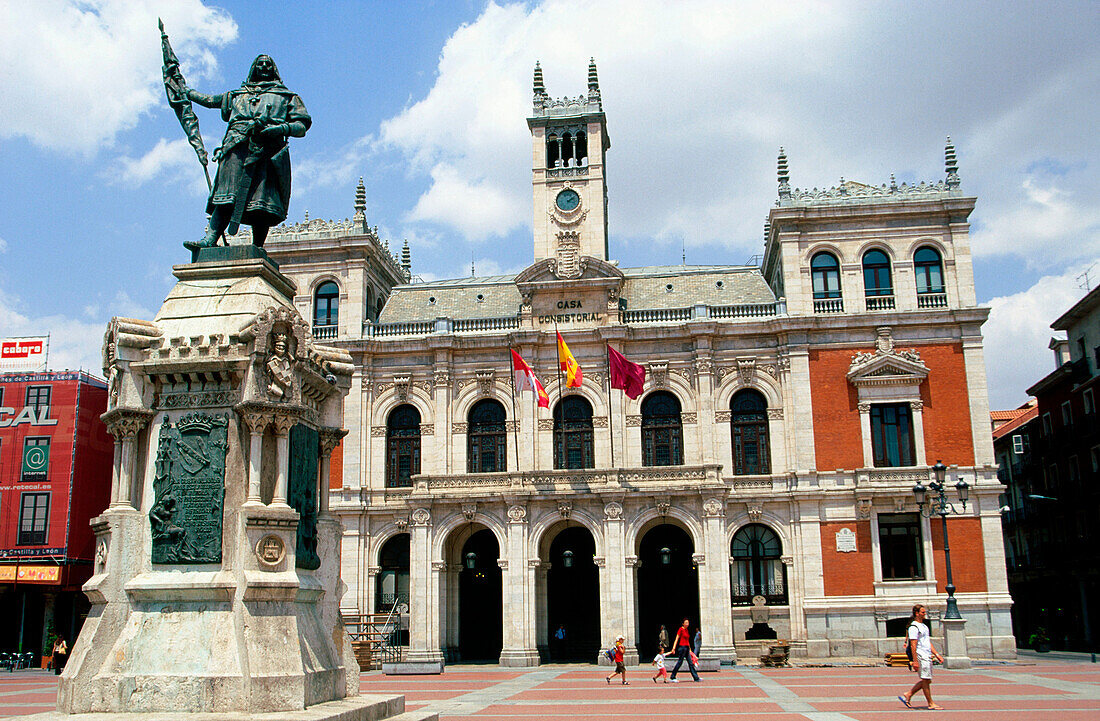 Plaza Mayor (Main Square) and the City Hall building. Valladolid. Castilla y Leon. Spain