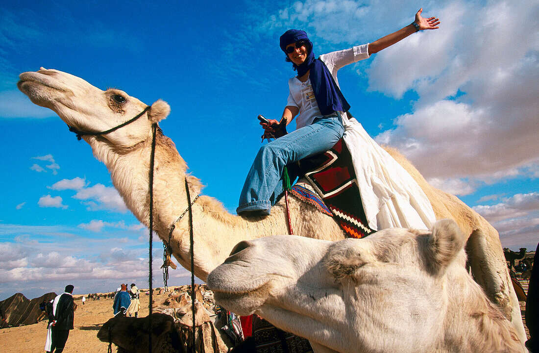 Turist on a camel. Tunez