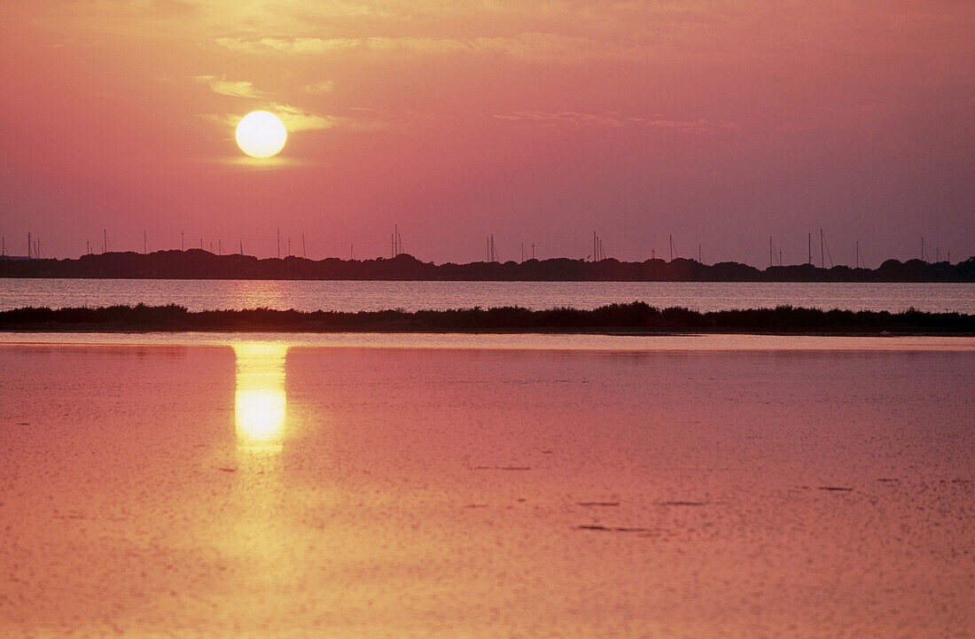 Sunset at Estany Pudent. Formentera, Balearic Islands. Spain.