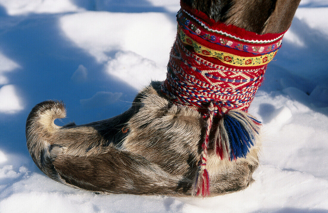 Laplander typical shoes. Luosto. Finland.