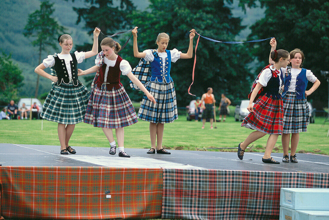 Folk dances at Scottish Highland Games. Scotland