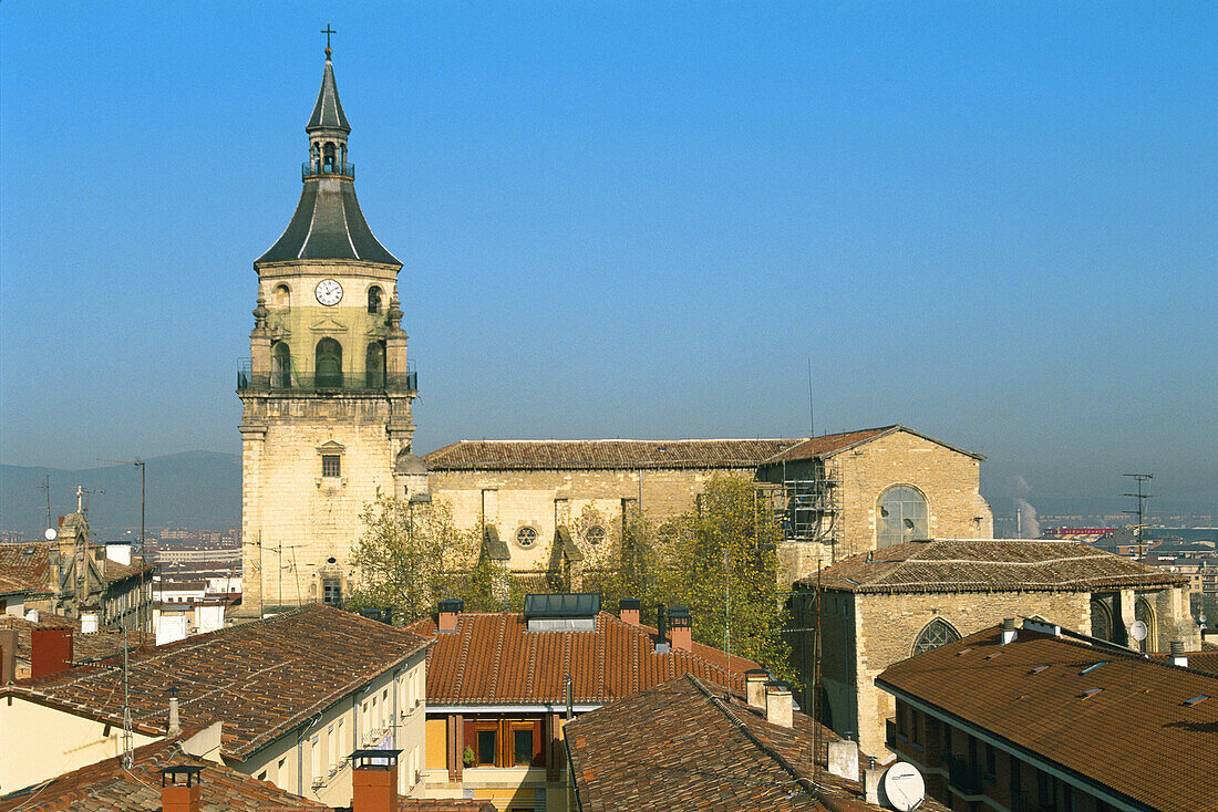 Gothic Cathedral of Santa María and old town. Vitoria. Alava. Basque Country. Spain