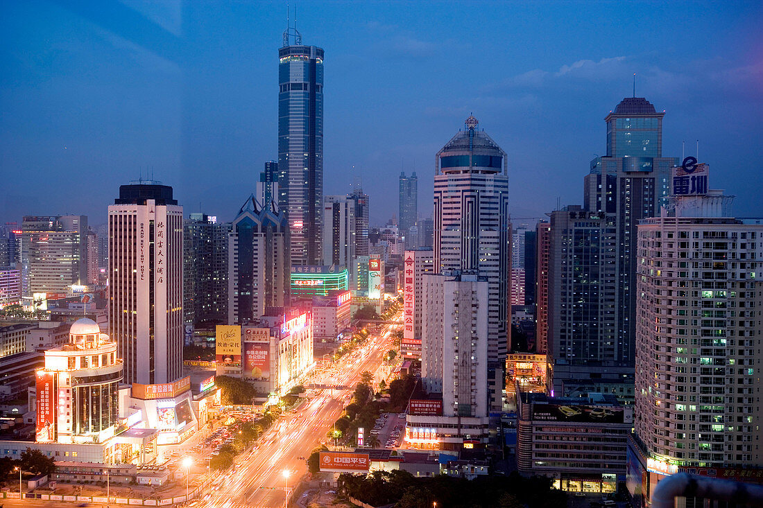 Shennan Zhong Lu avenue, Shenzhen. Guangdong province, China