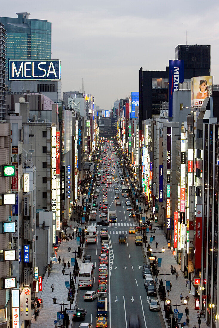 Central Avenue, Ginza district, Tokyo. Japan