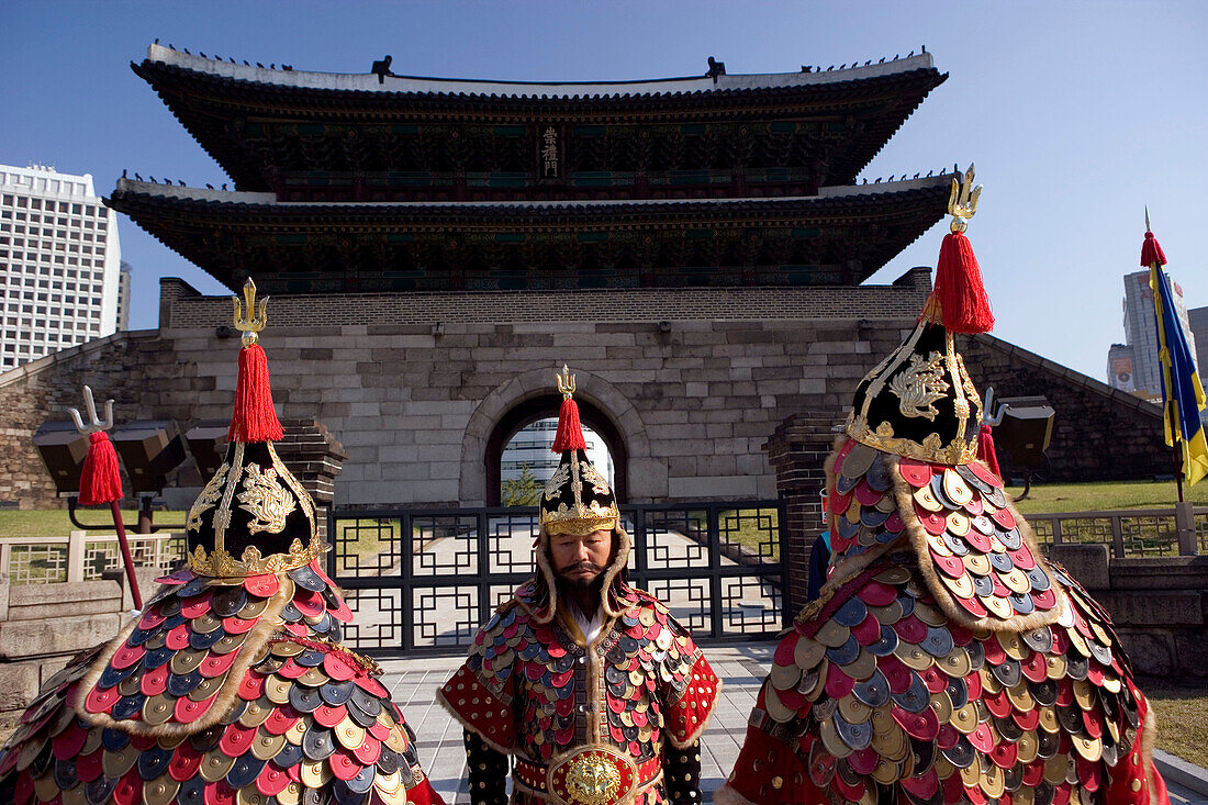 Changing of the Guards at South Gate (Namdaemun), Seoul. South Korea