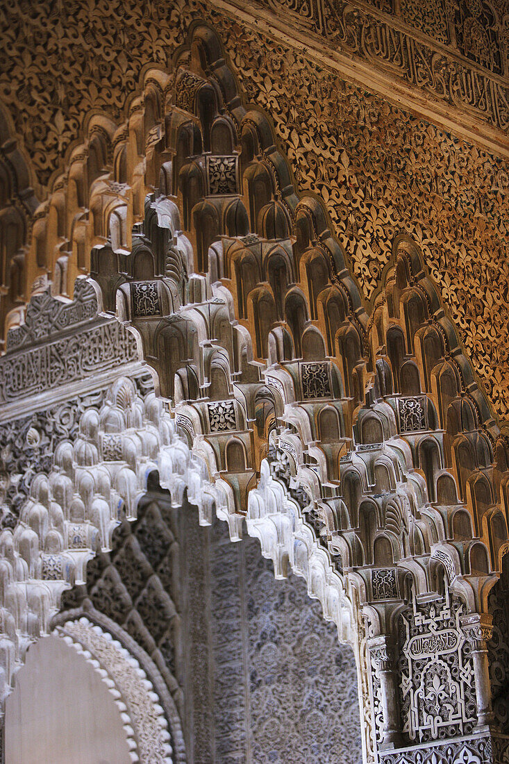 Mocarabes (Stalactite or Honeycomb work) in the Alhambra, Granada. Andalusia, Spain
