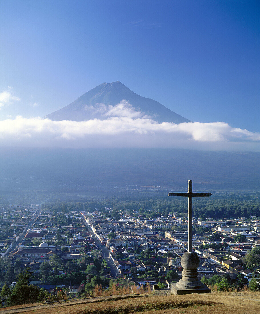 Agua Volcano, view fom Mirador de la Cruz. Antigua Guatemala