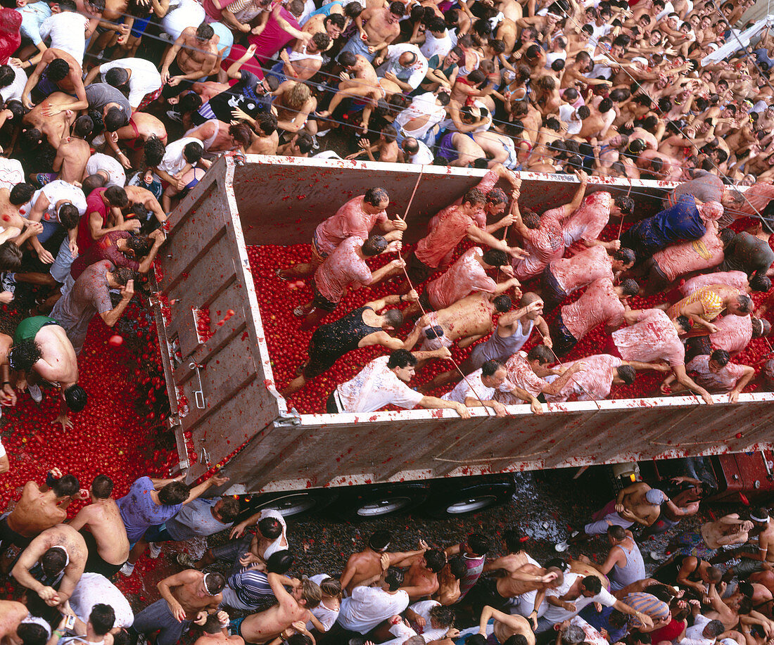 The Tomatina festival. Bunyol, Valencia province, Spain