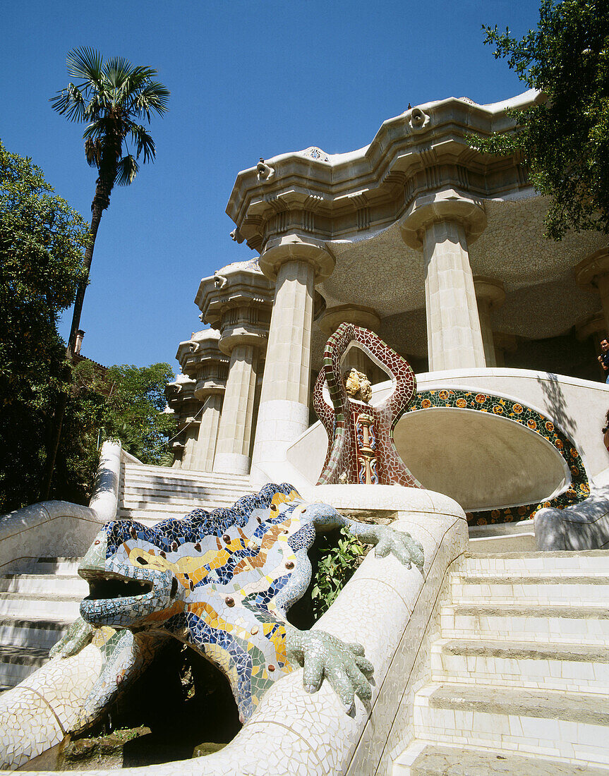 Dragon. Park Güell by Gaudí, Barcelona. Catalonia, Spain
