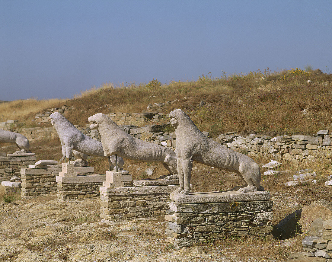 Terrace of the Lions. Delos. Cyclades Islands. Greece