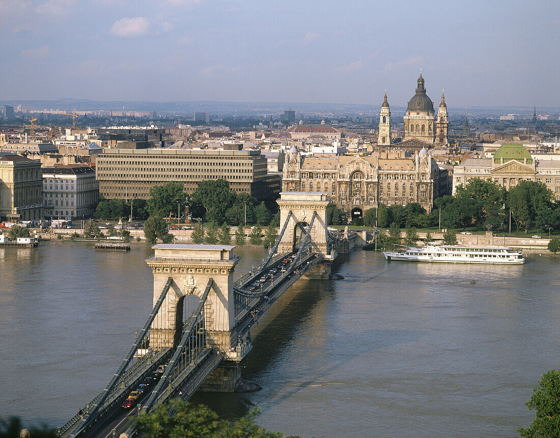 Chain Bridge. Danube River. Budapest. Hungary.