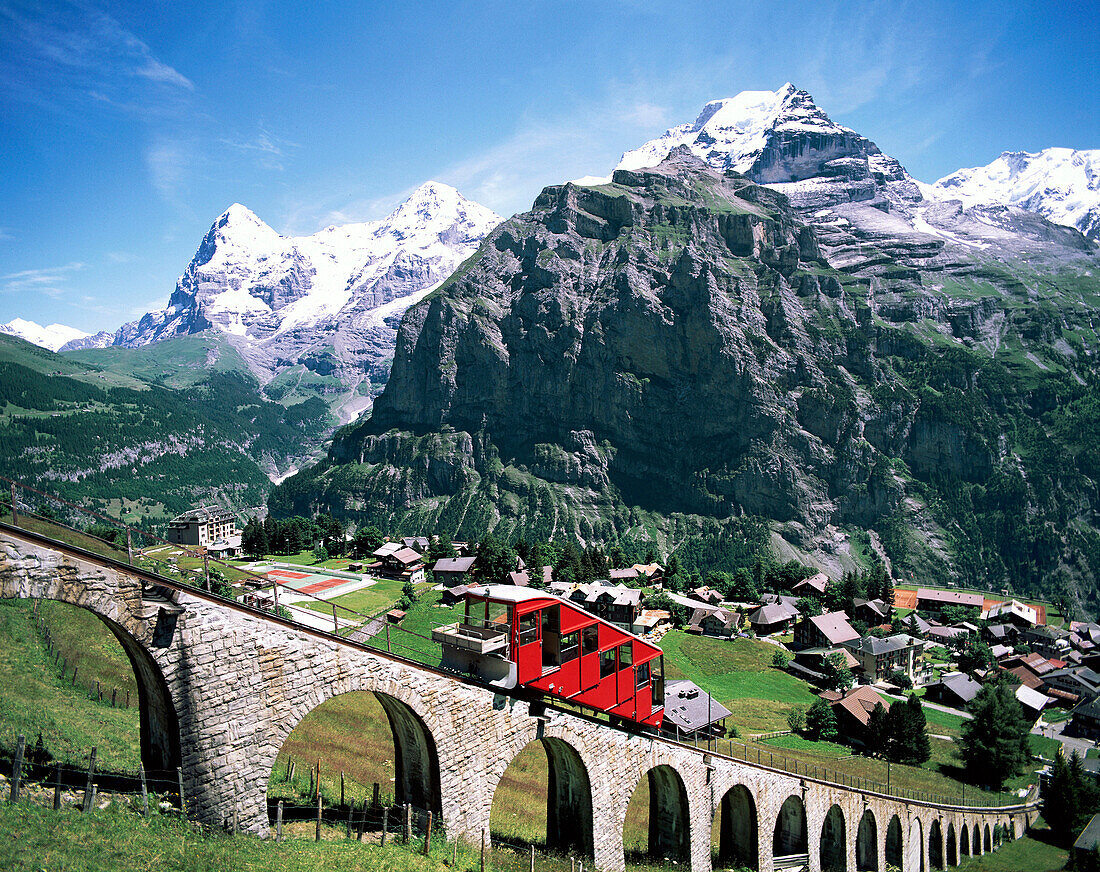 Jungfrau Mountain. Murren City. Lauterbrunen Valley. Switzerland.