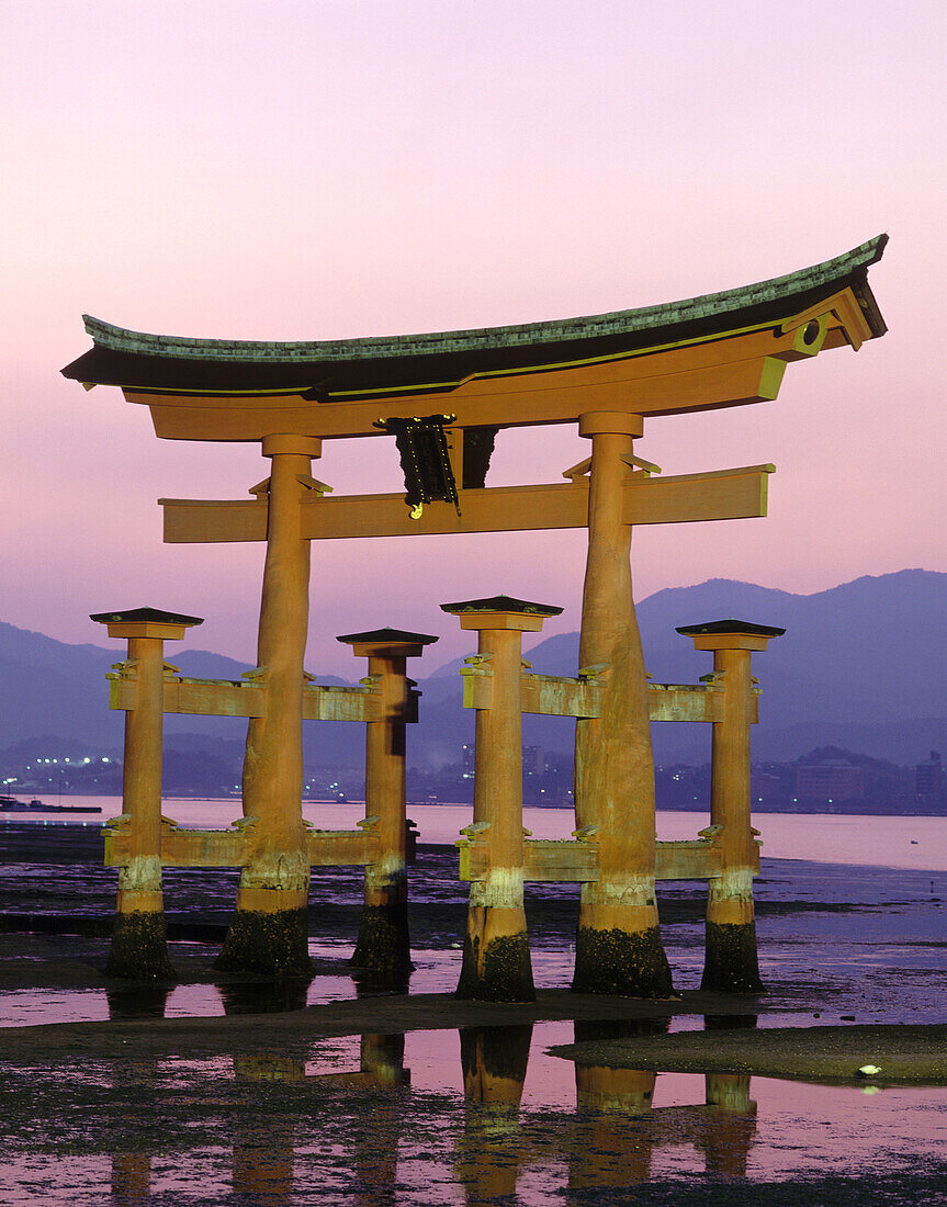 Torii (Temple Gate) in the sea. Miyajima island. Japan