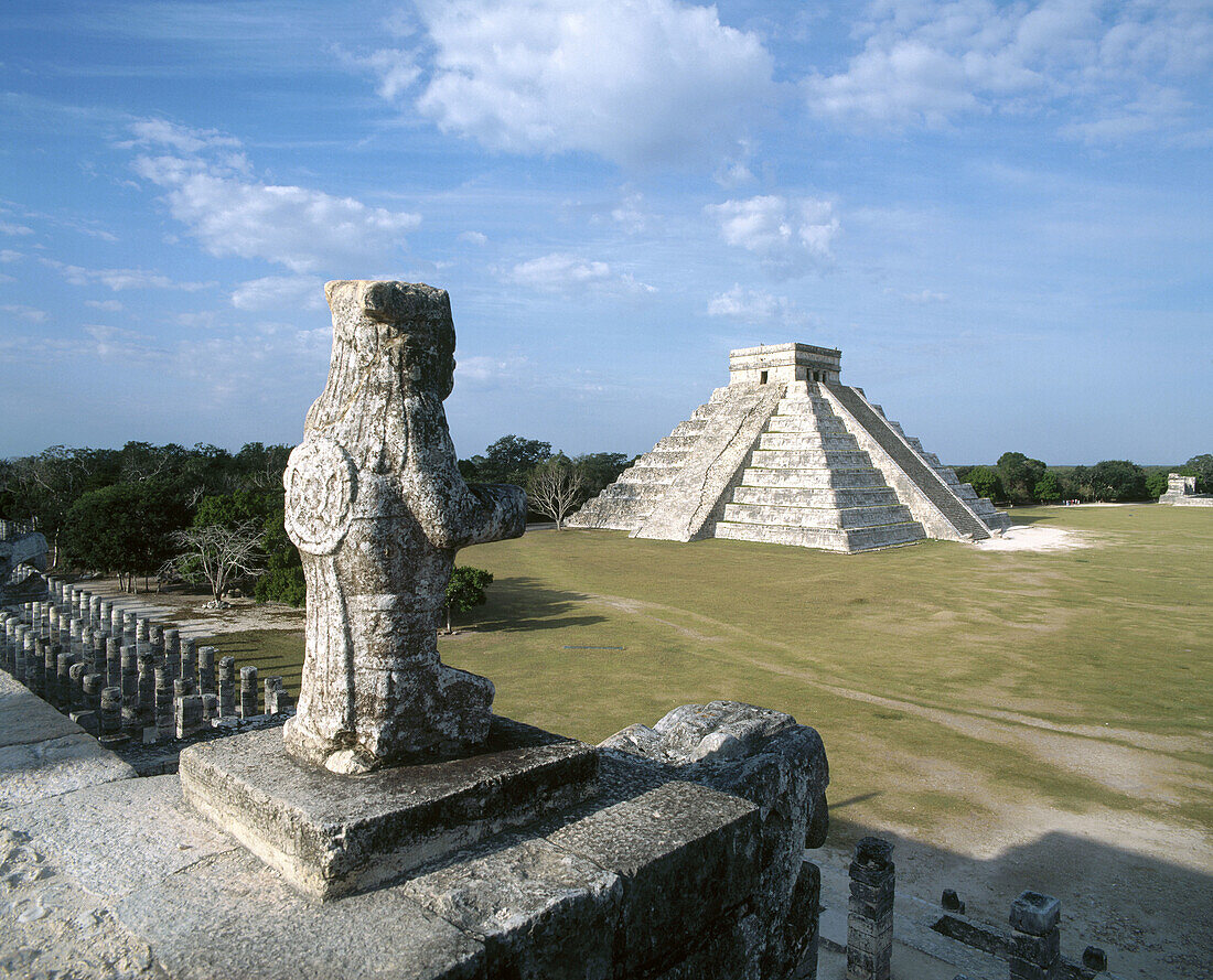 The Castle, view from the Temple of the Warriors. Chichén Itzá, Mexico