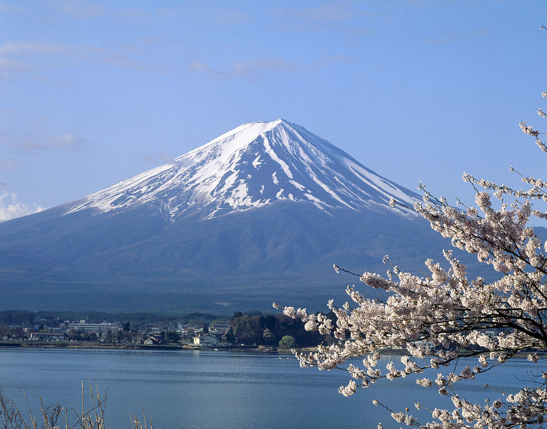 Lake Kawaguchi in Fuji Go-Ko. Fuji Mountain in the background. Japan