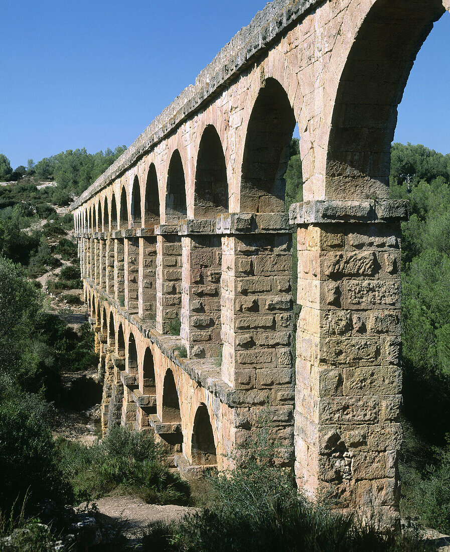 Les Ferreres aqueduct near Tarragona. Catalonia, Spain