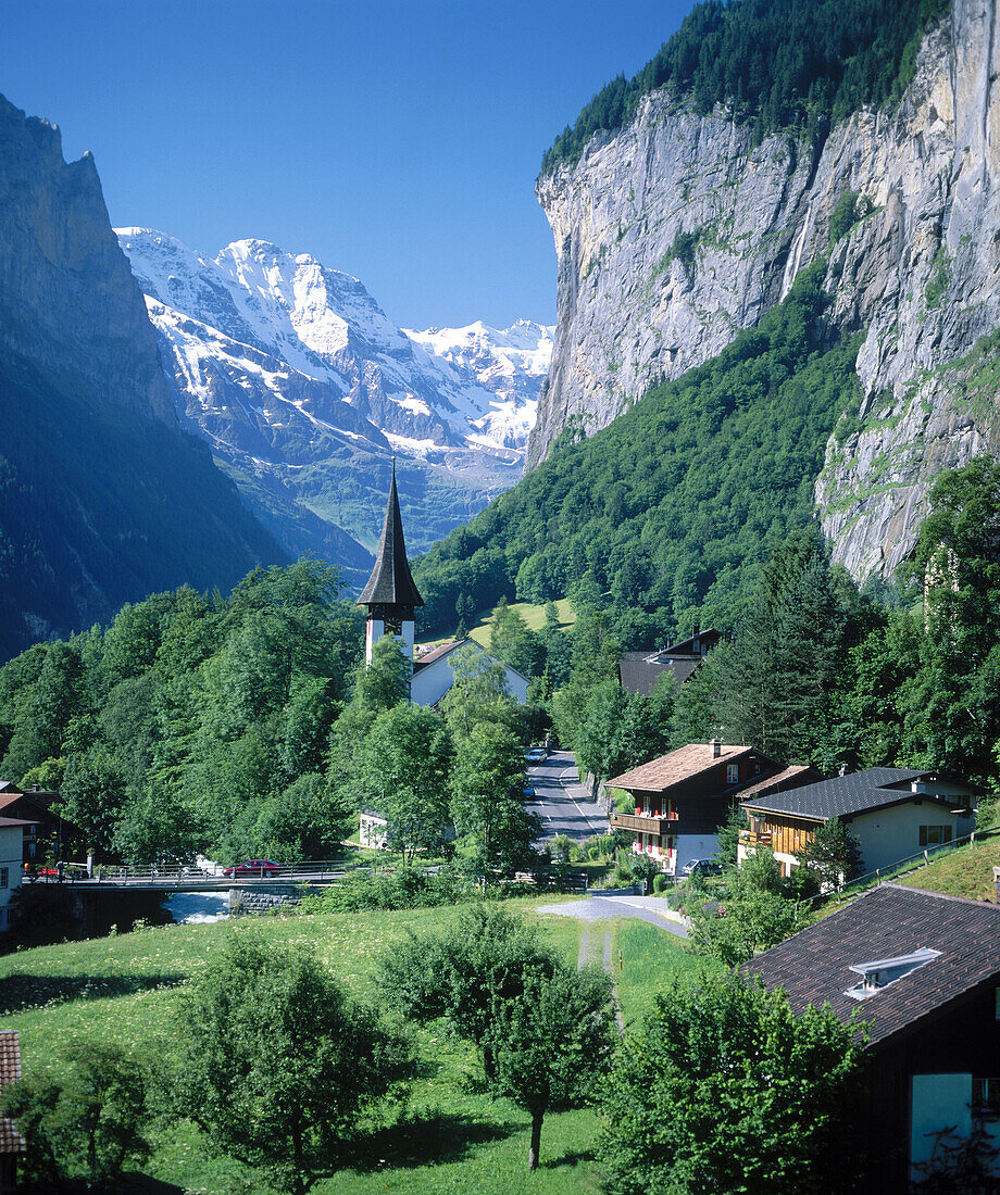 Lauterbrunnen valley. Jungfrau Alps region.Switzerland.