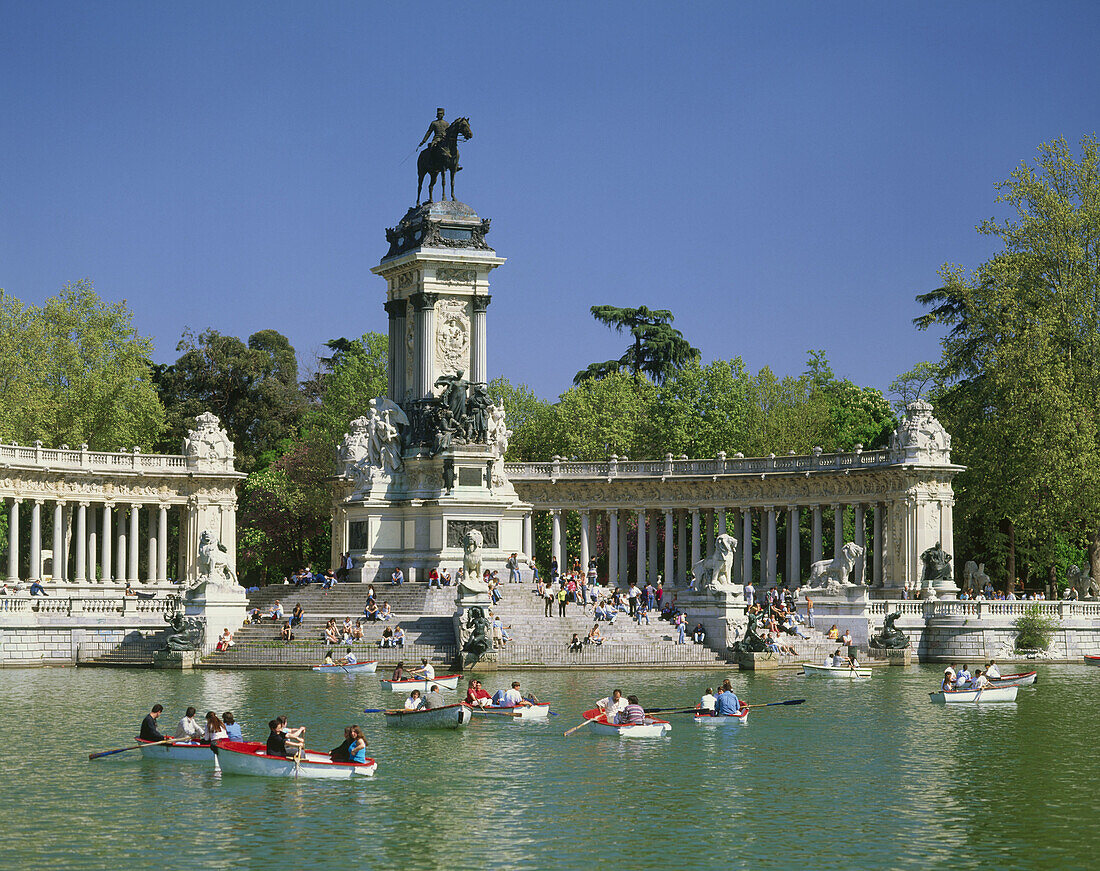 Monument to king Alfonso XII in El Retiro Park. Madrid. Spain